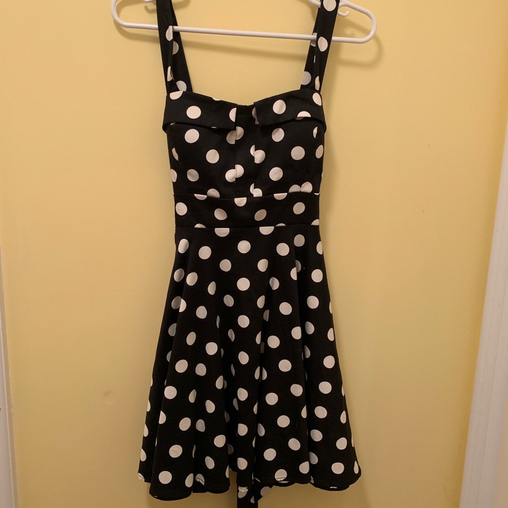 50’s style black and white polka dot dress